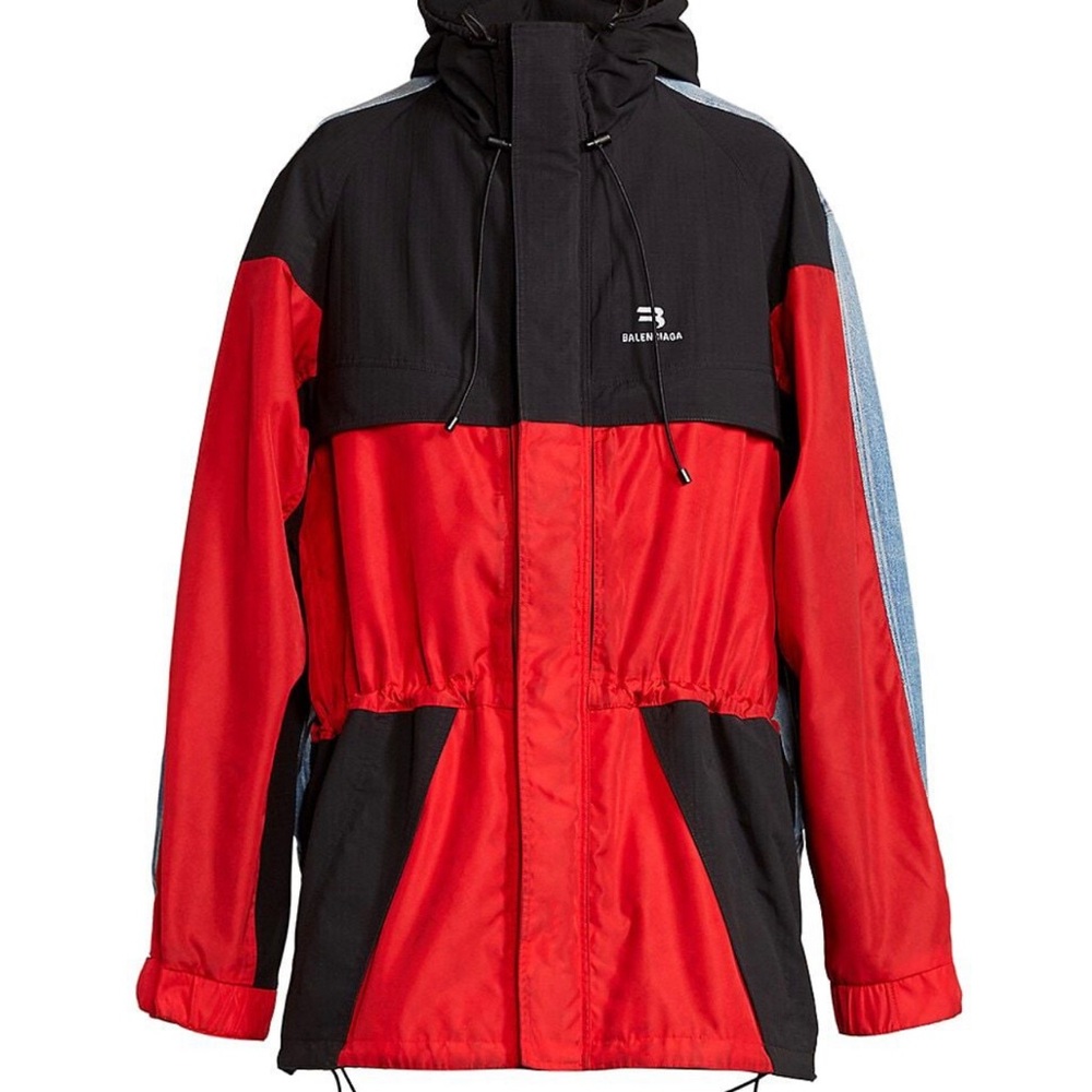 BALENCIAGA 
Hybrid Colorblock Parka Denim Jacket